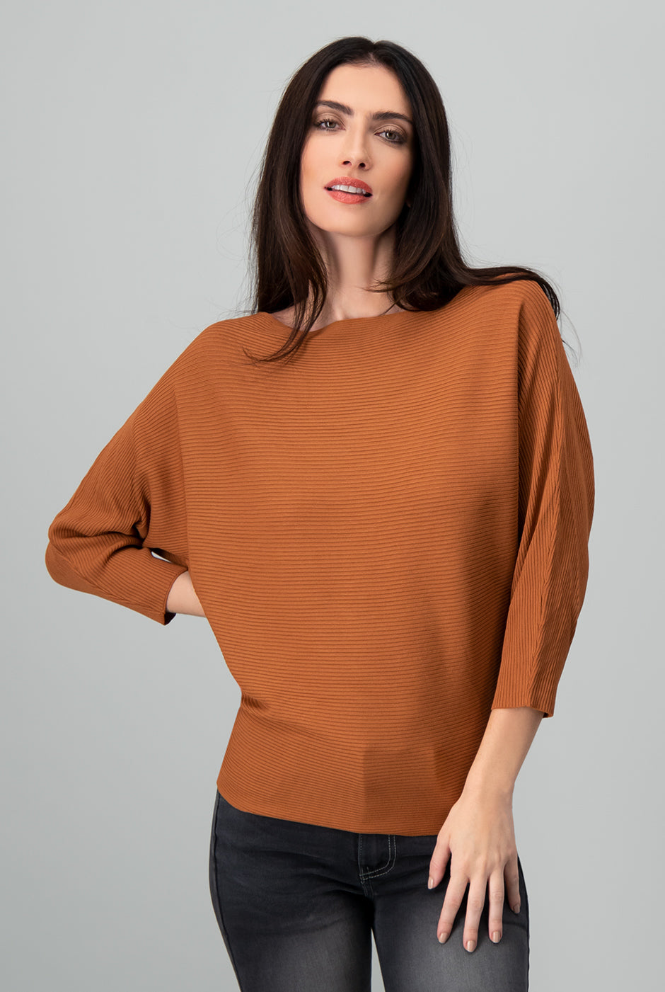 Blusa canale manga 3/4 kimono Café