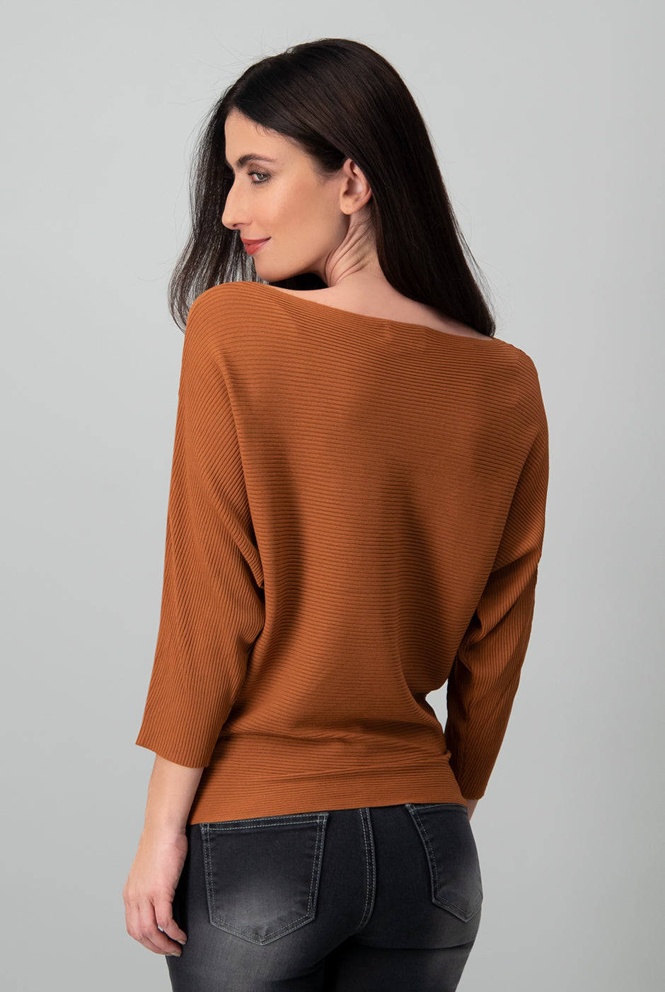 Blusa canale manga 3/4 kimono Café