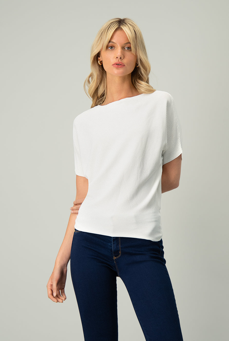 Blusa básica manga corta Blanco