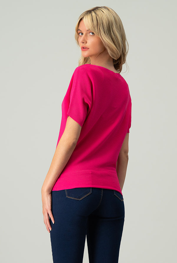 Blusa básica manga corta Fucsia