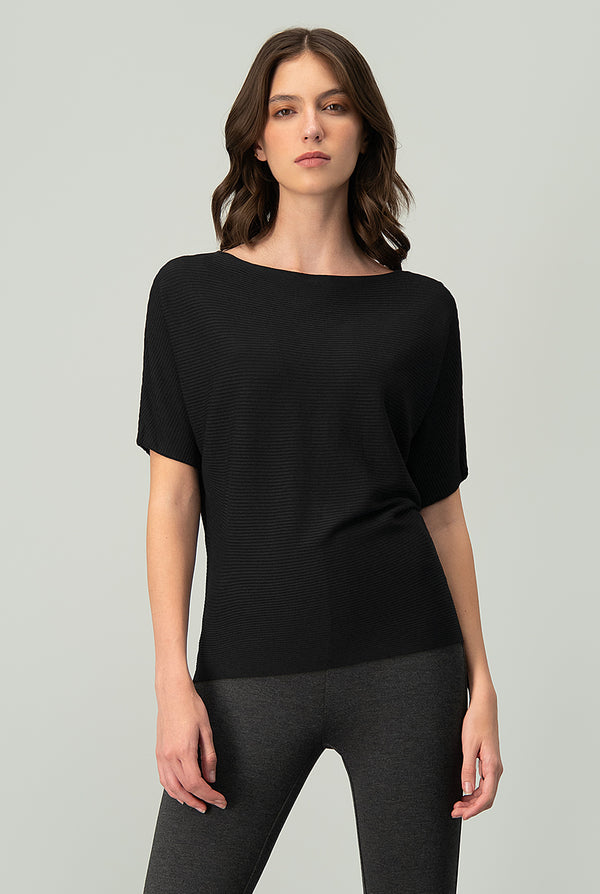 Blusa básica manga corta Negro