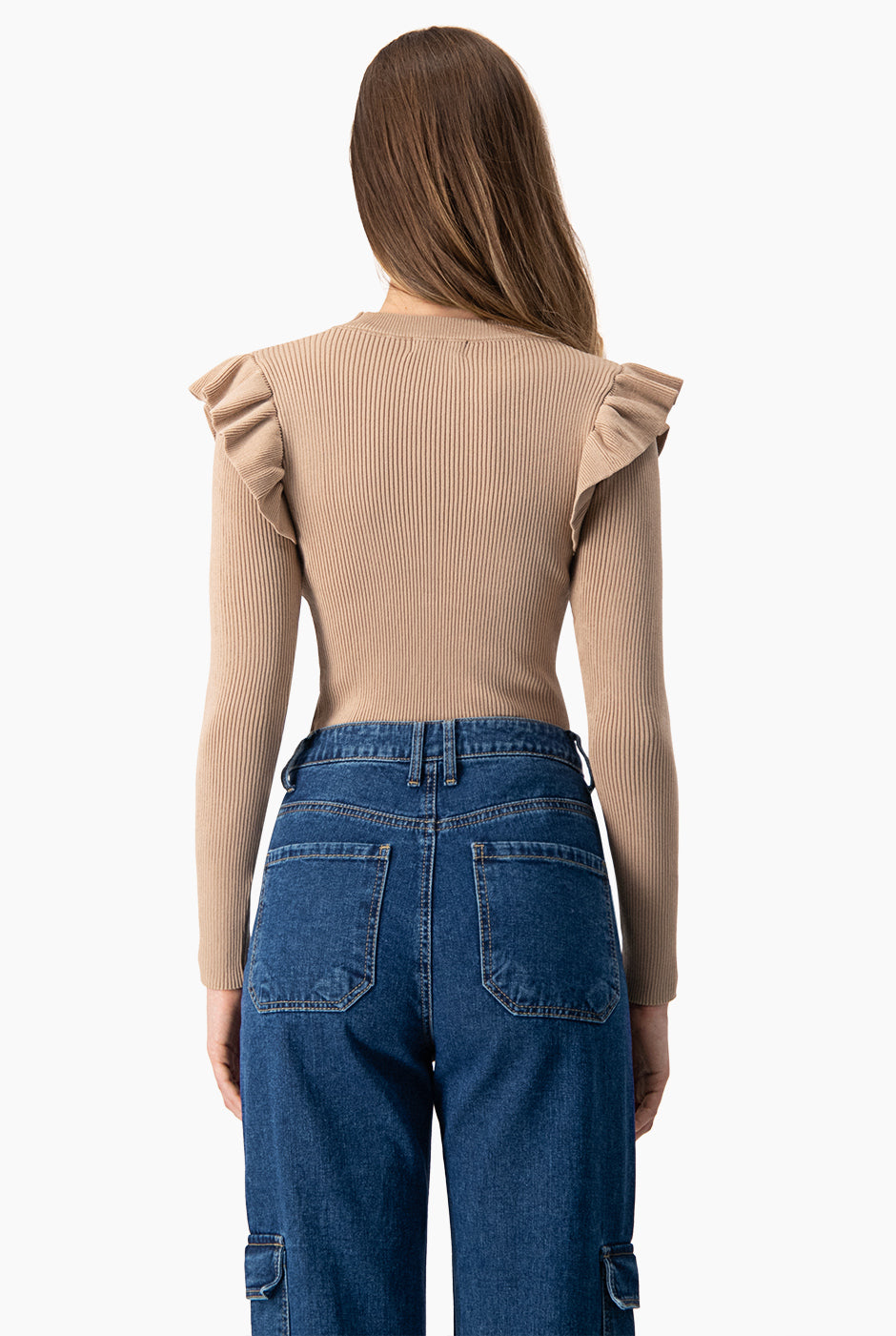 Blusa manga larga con plisado en sisa