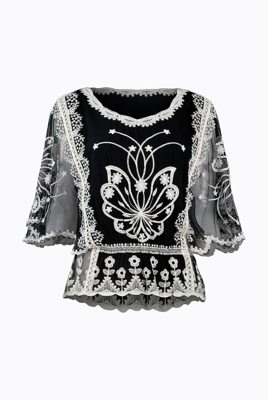 Blusa Peplum Bordada