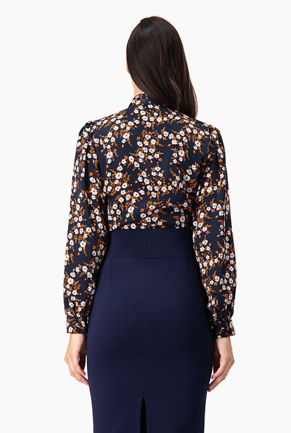 Blusa camisera de cuello mao