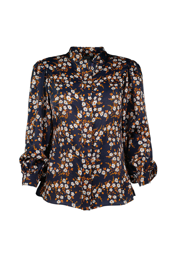 Blusa camisera de cuello mao