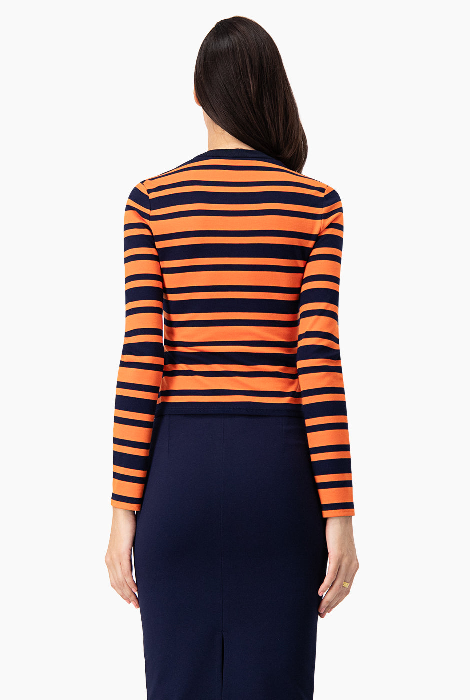 Blusa recta de manga larga con estampado de rayas