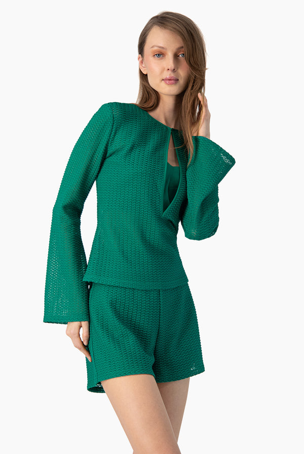 Blusa recta tejida de manga larga