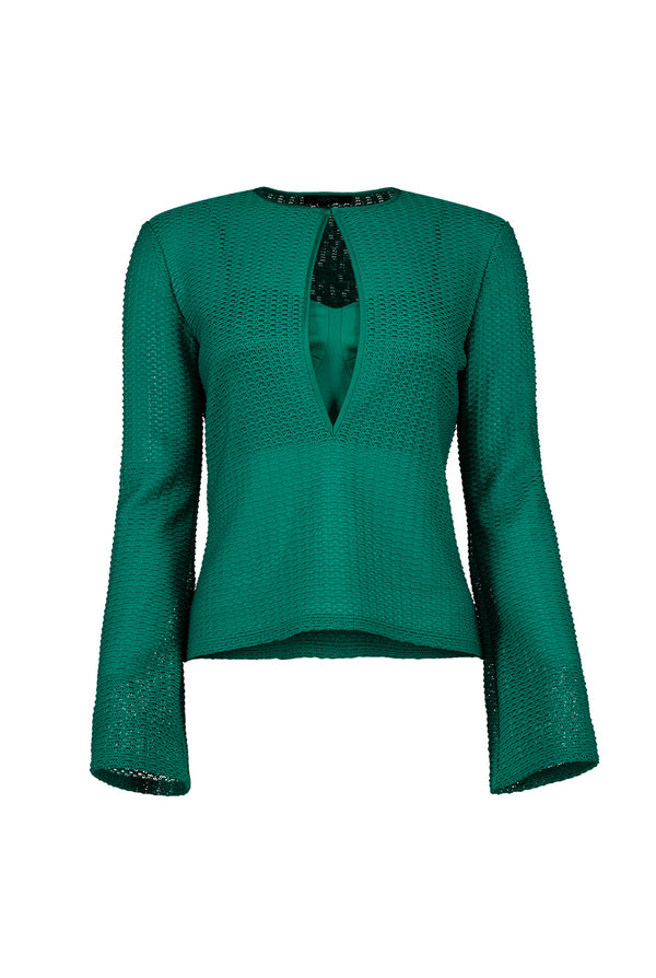 Blusa recta tejida de manga larga