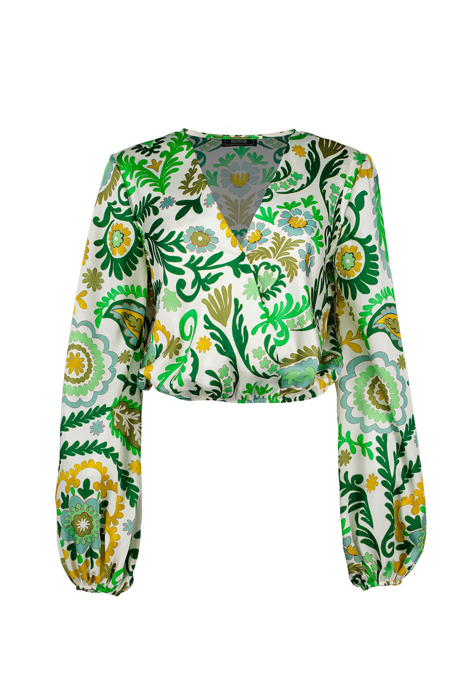 Blusa de manga larga amplia y escote en V