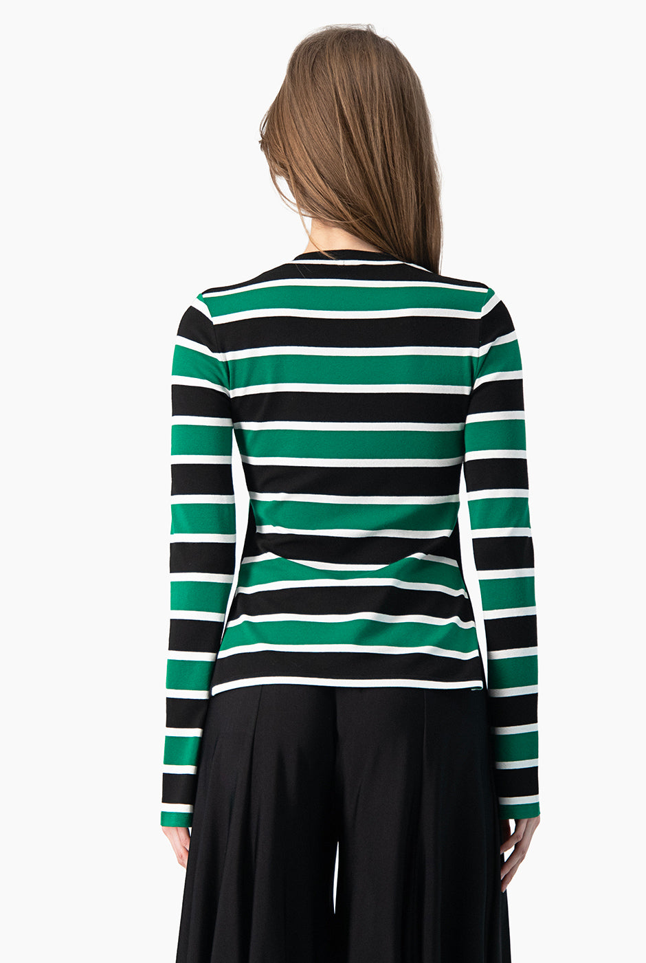 Blusa recta de manga larga y cuello redondo