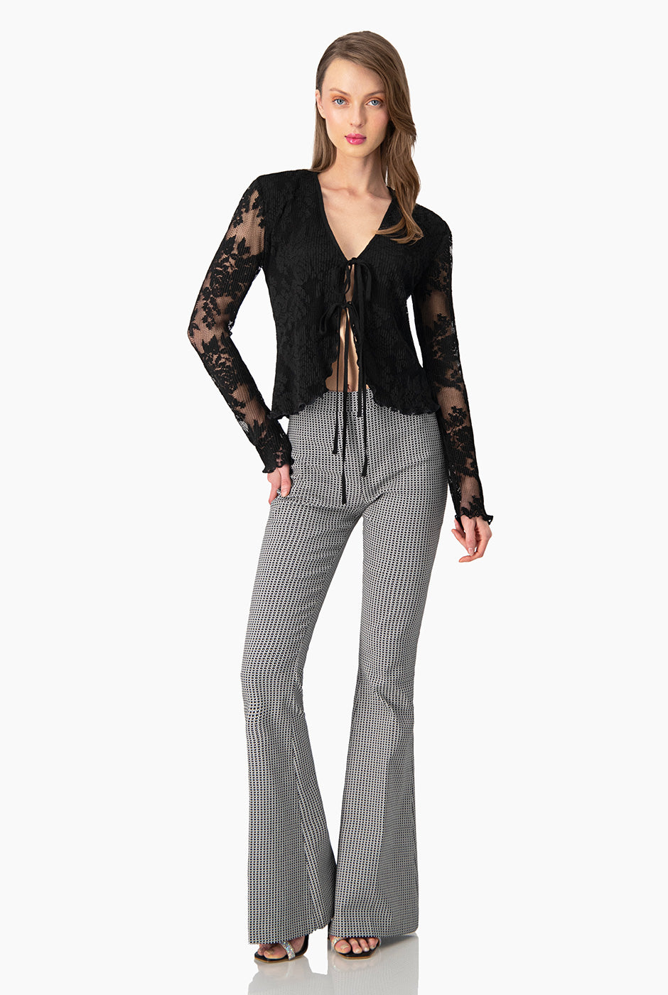 Blusa de manga larga con amarre en el pecho