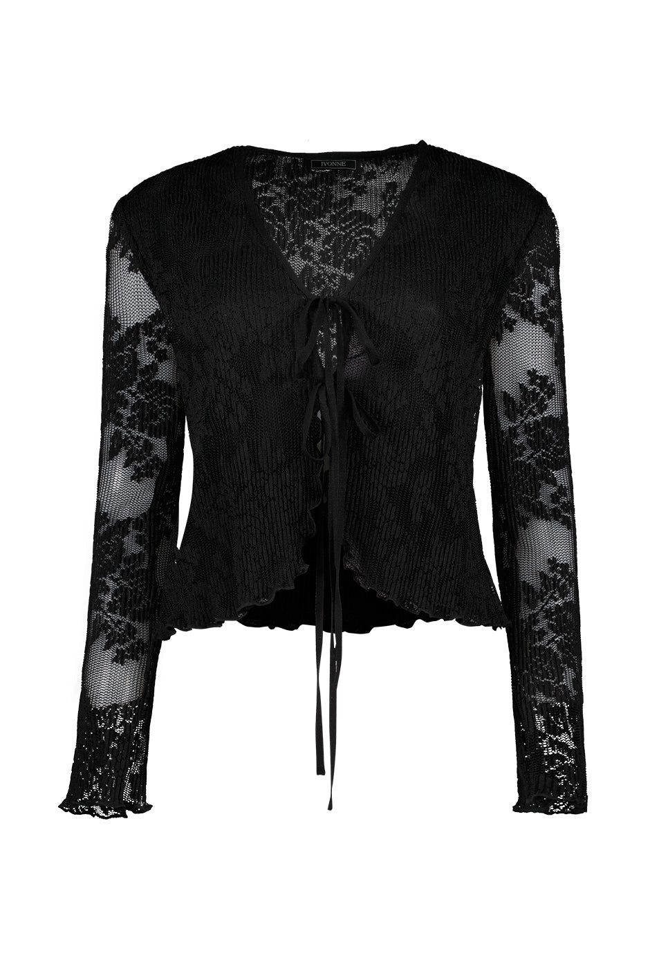 Blusa de manga larga con amarre en el pecho