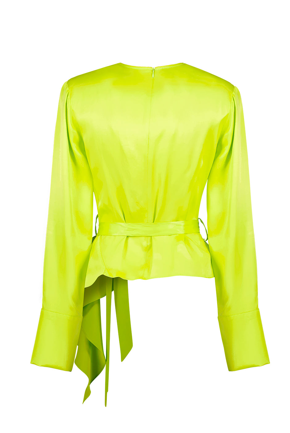 Blusa asimetrica de manga larga con cinta