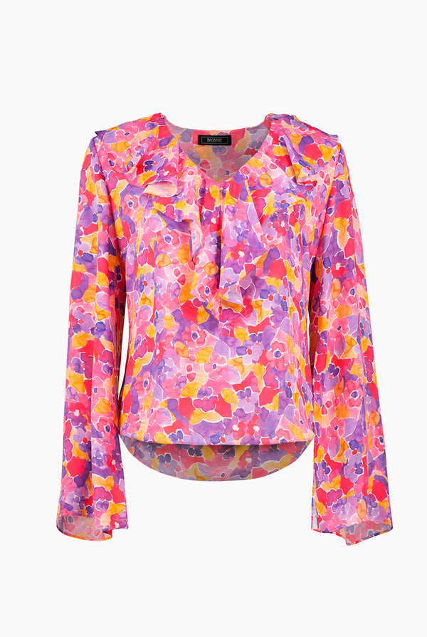 Blusa de manga larga acampanada con aberturas
