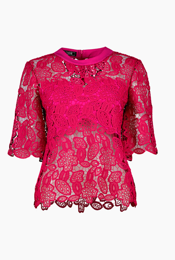 Blusa recta con transparencias y cuello redondo