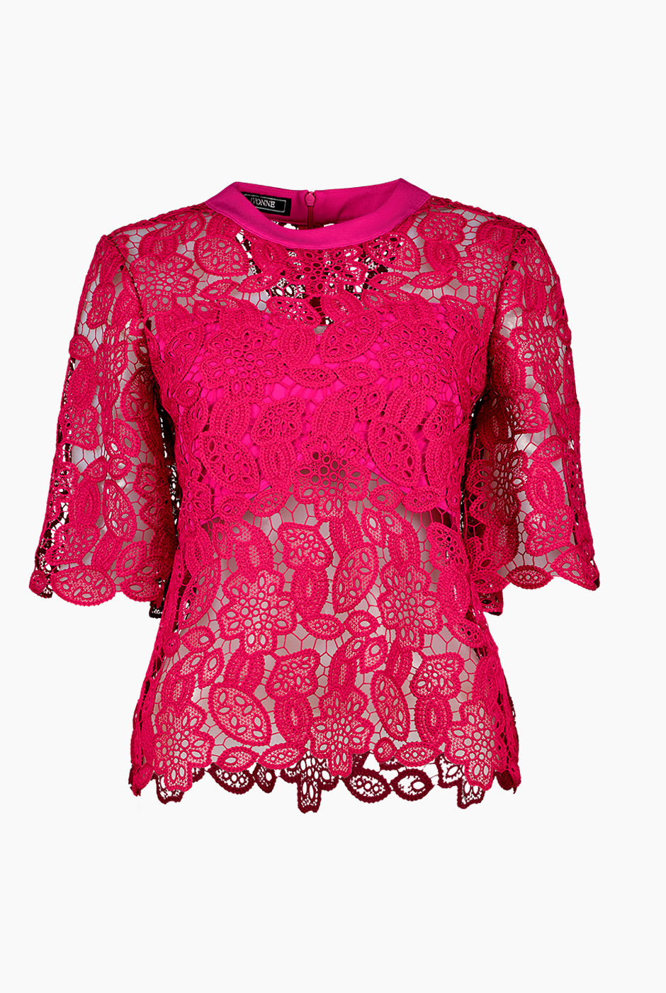 Blusa recta con transparencias y cuello redondo