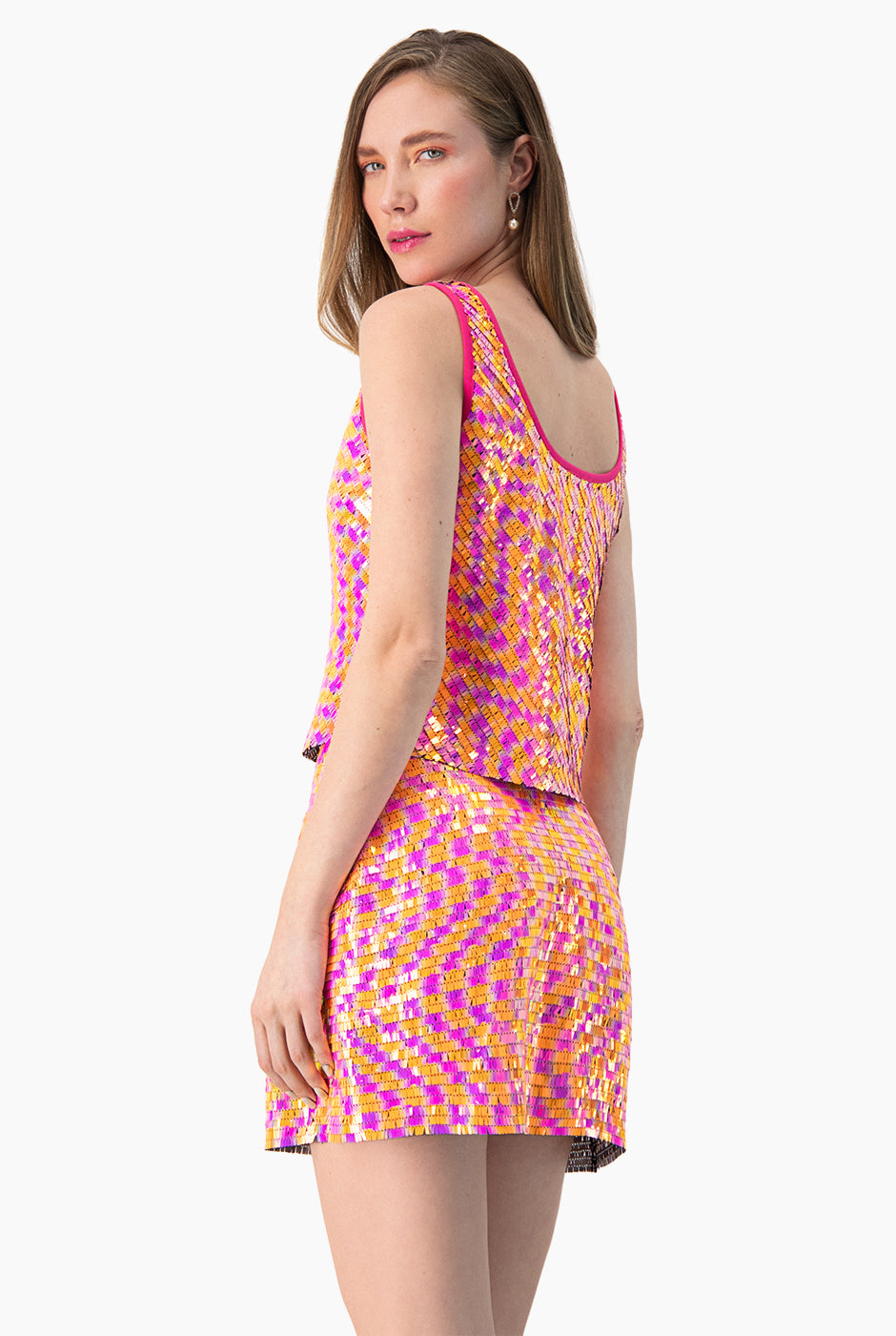 Blusa corta de lentejuela sin mangas