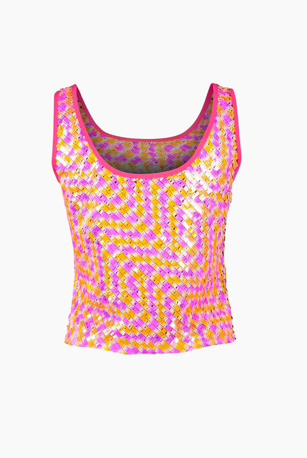 Blusa corta de lentejuela sin mangas