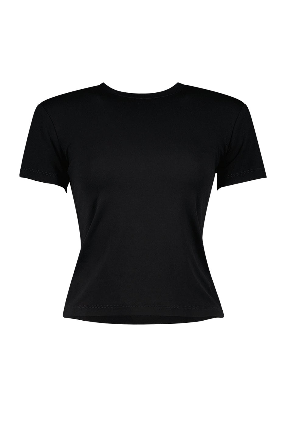 Playera negra casual de manga corta y cuello redondo