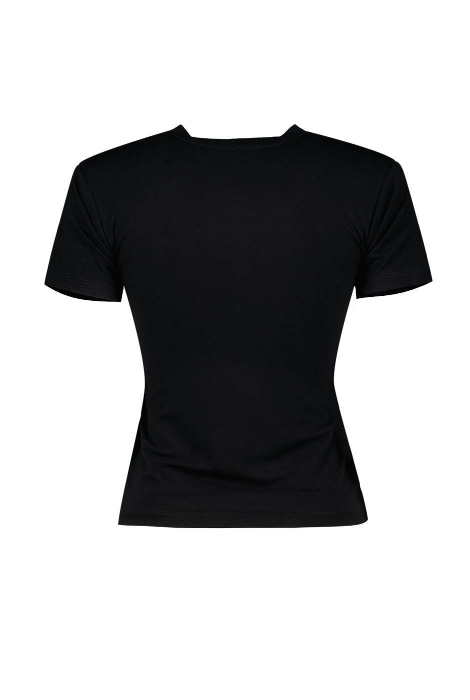 Playera negra casual de manga corta y cuello redondo