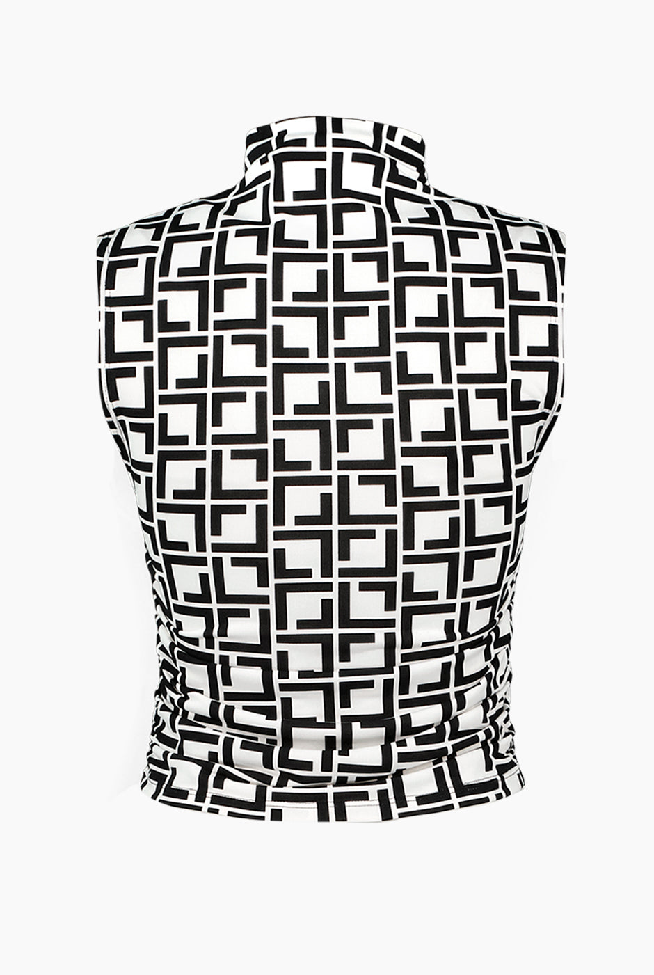 Blusa estampada sin mangas y cuello alto