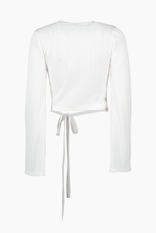Blusa tejida con manga larga acampanada y escote en V