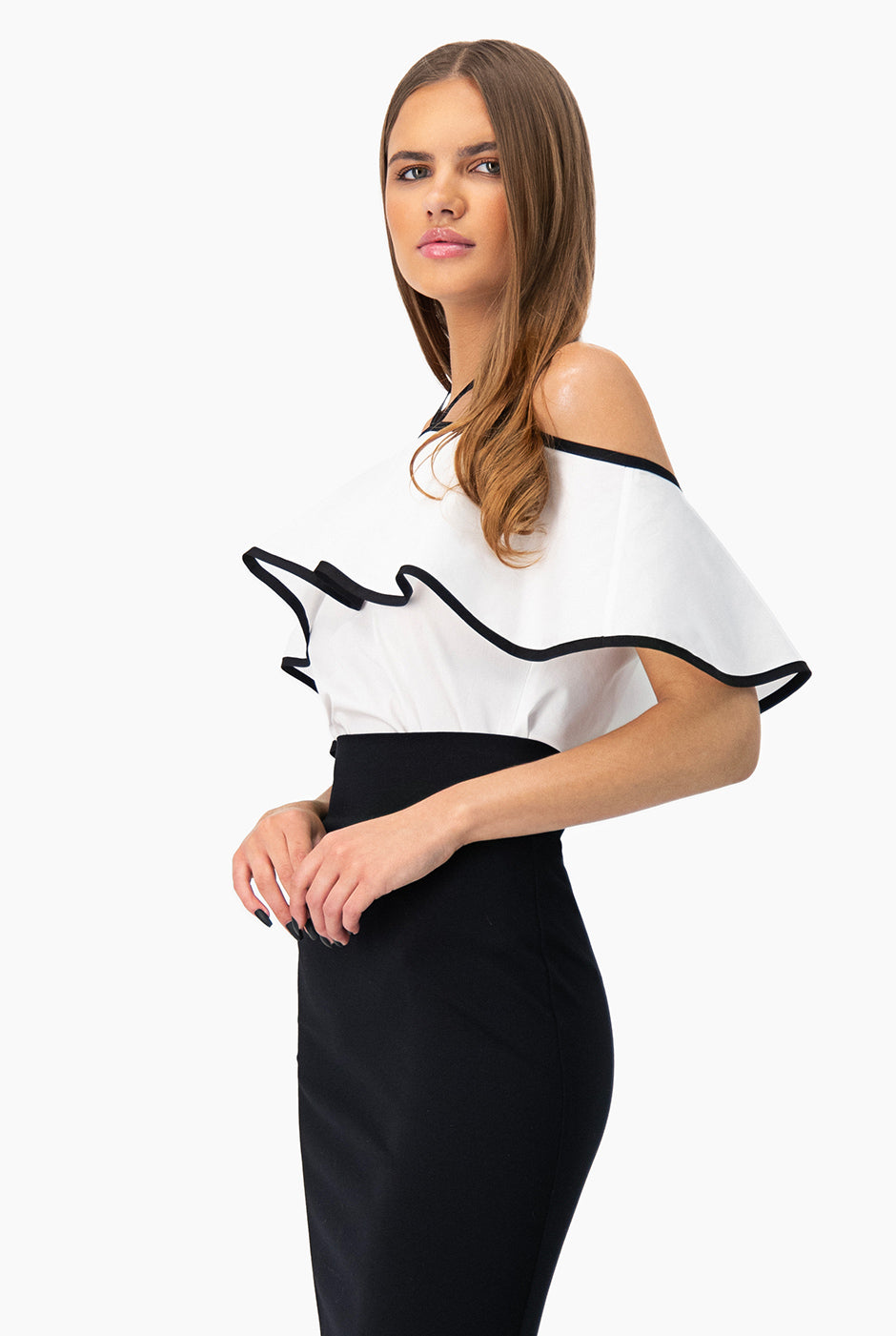 Blusa recta con escote bardot