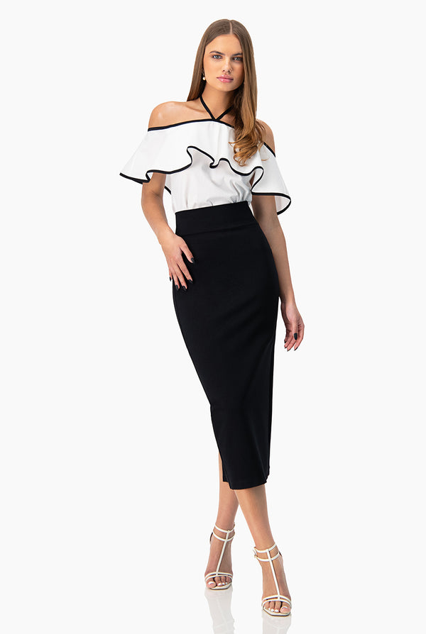 Blusa recta con escote bardot