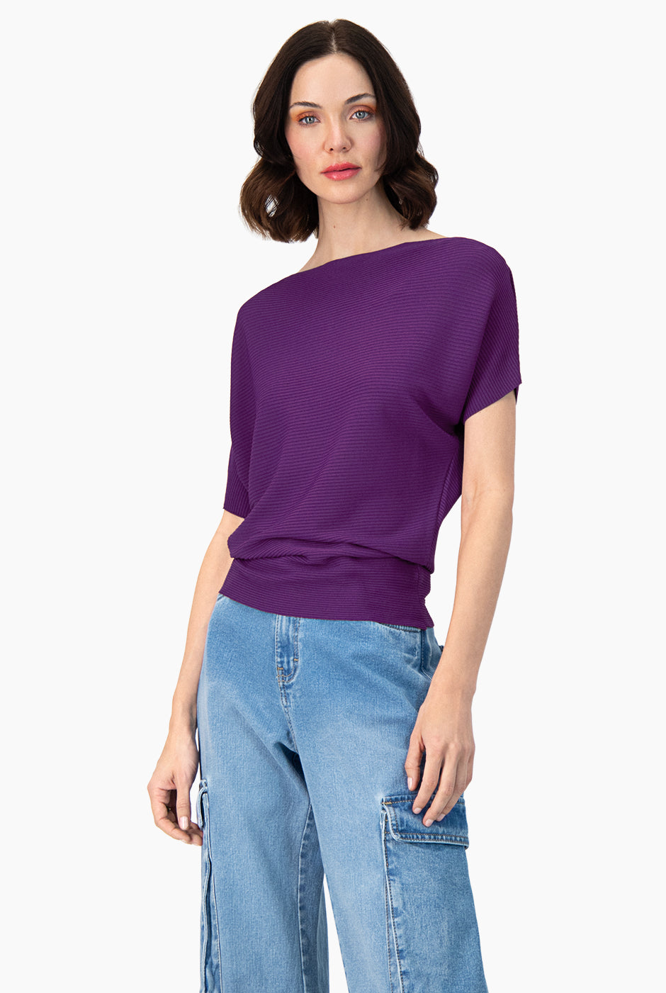 Blusa manga corta color magenta