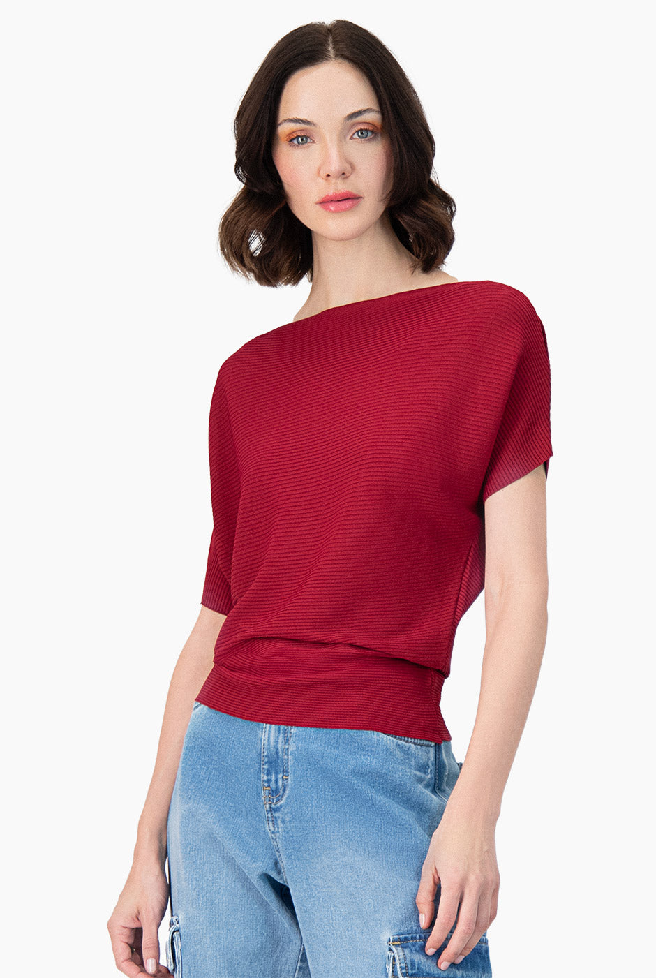 Blusa manga corta color vino