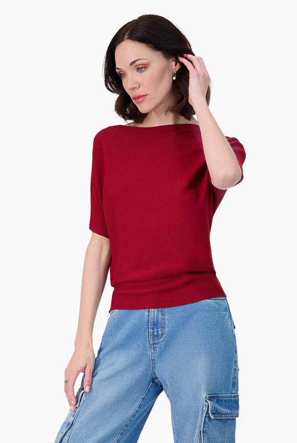 Blusa manga corta color vino