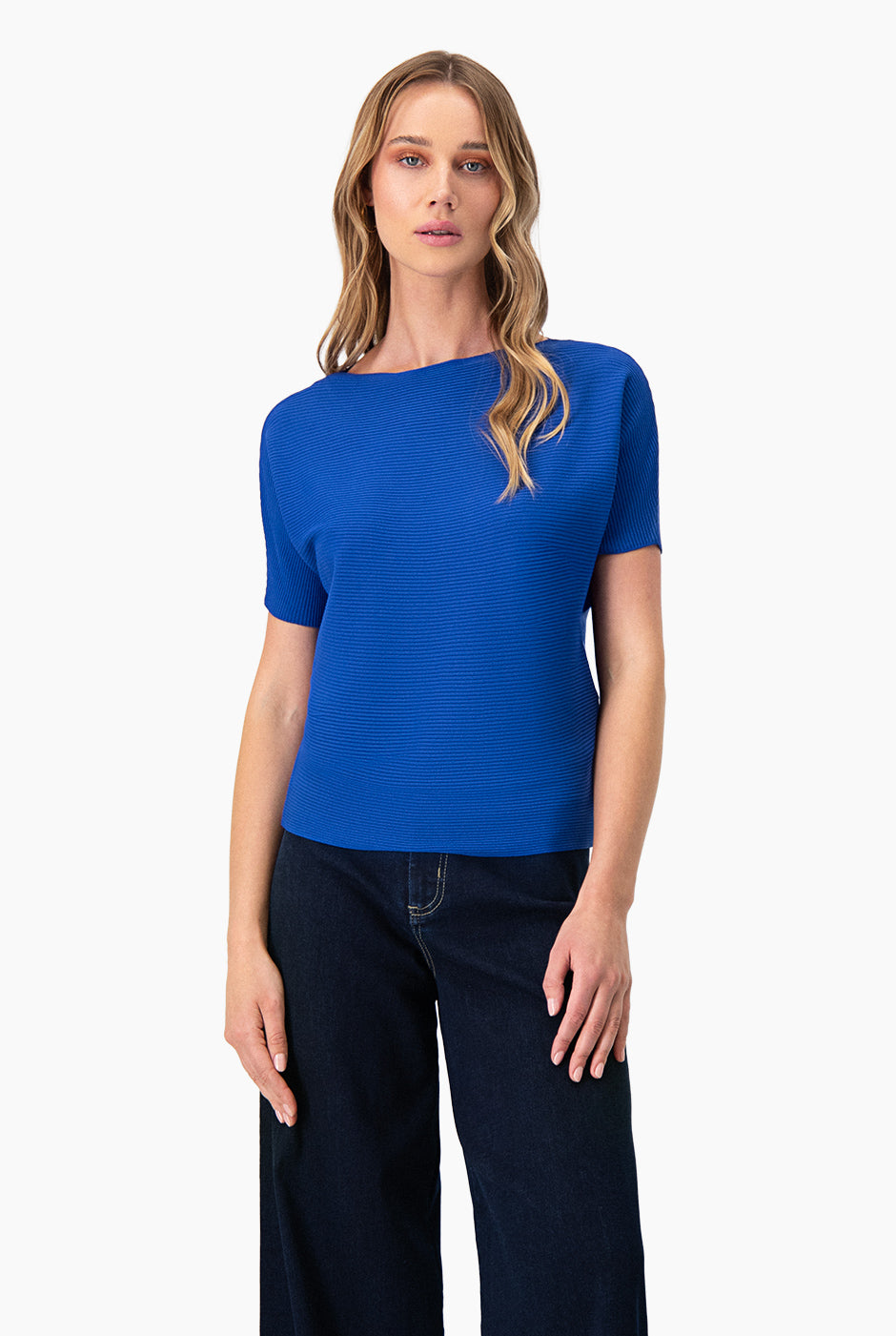 Blusa manga corta color azul rey