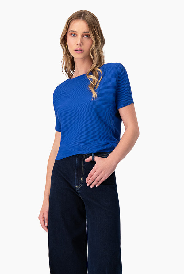 Blusa manga corta color azul rey