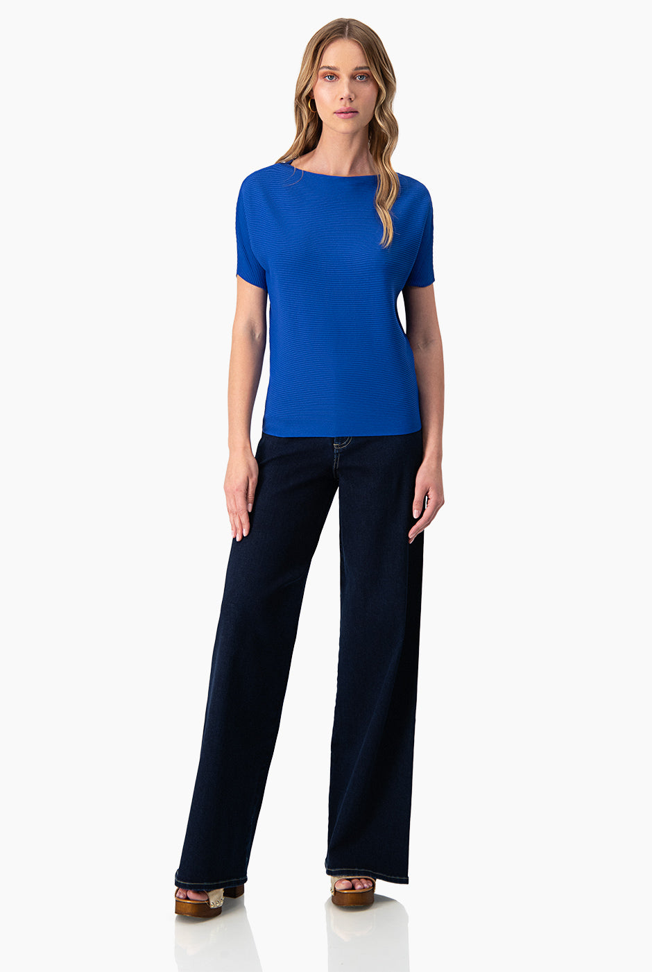 Blusa manga corta color azul rey