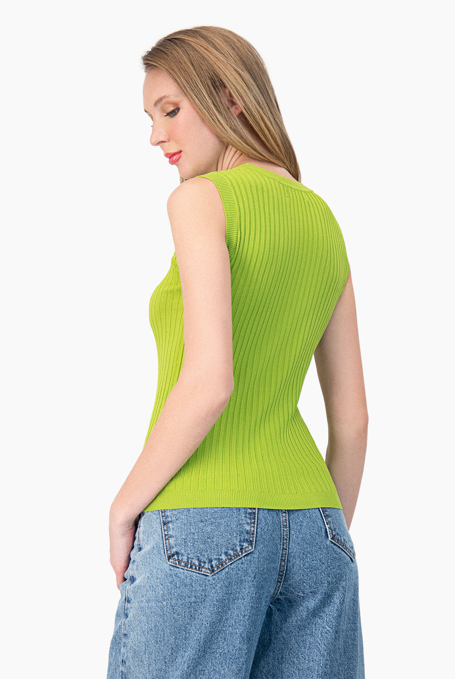 Blusa sin mangas color verde claro