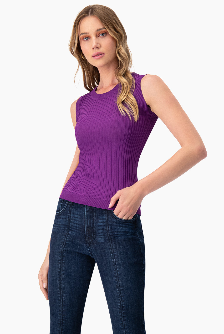 Blusa sin mangas color morado