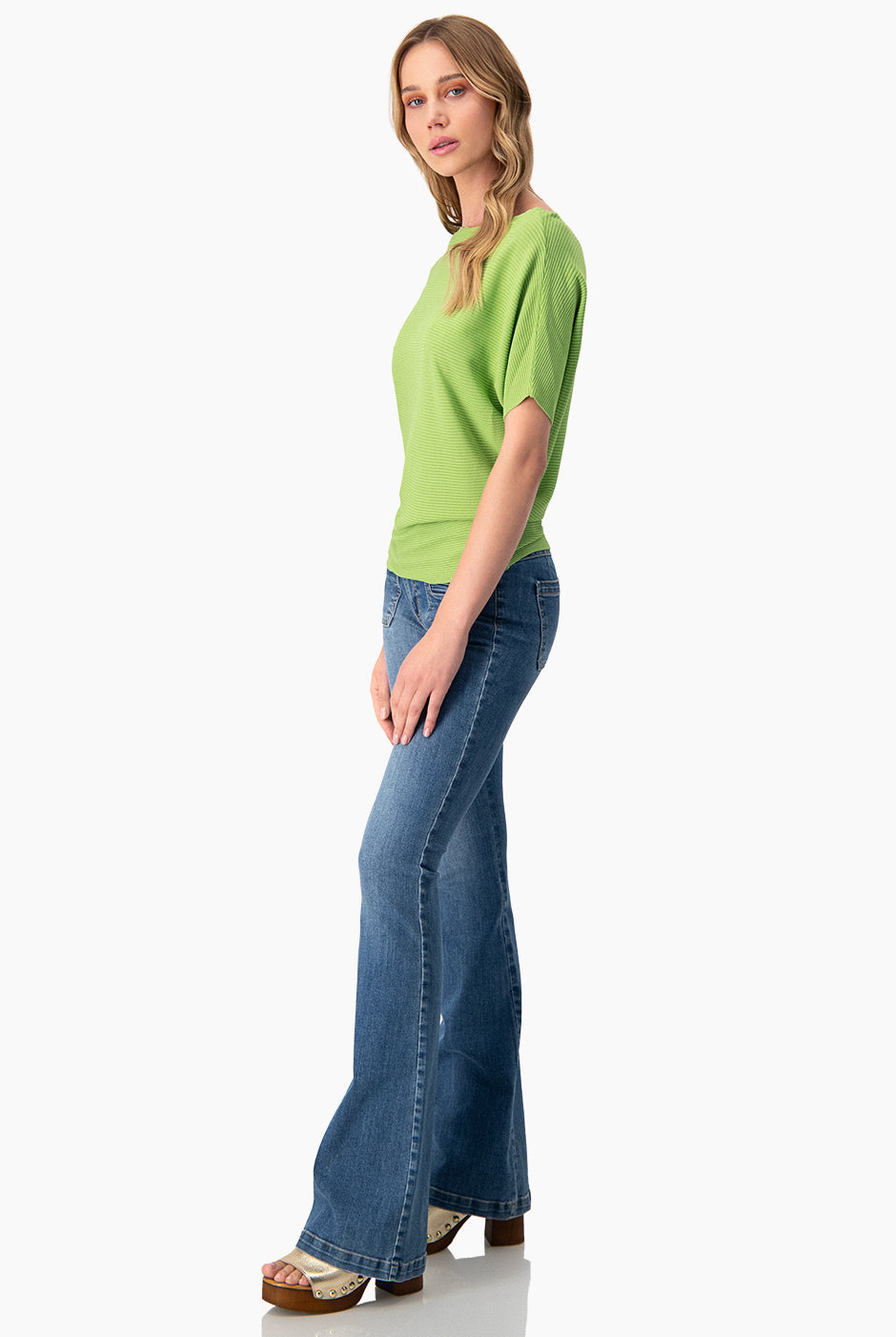 Blusa manga corta color verde botella