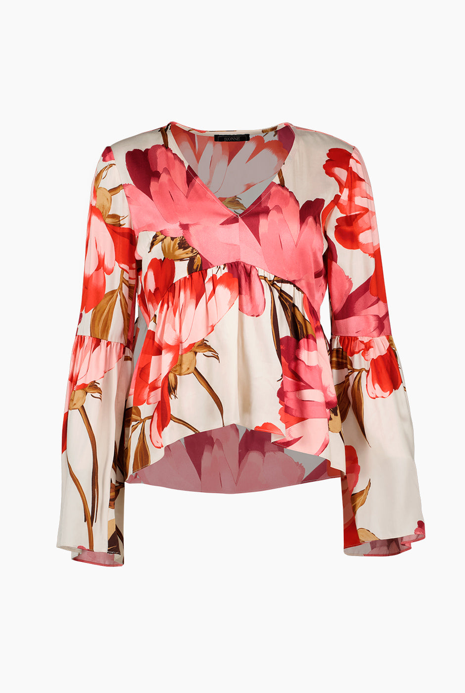 Blusa manga larga campana con escote en V