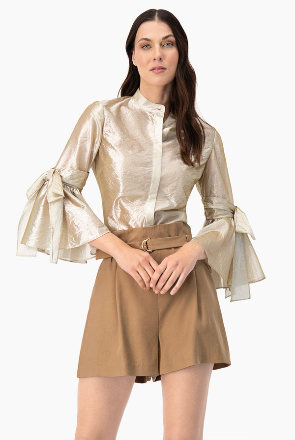 Blusa recta traslucida de manga larga