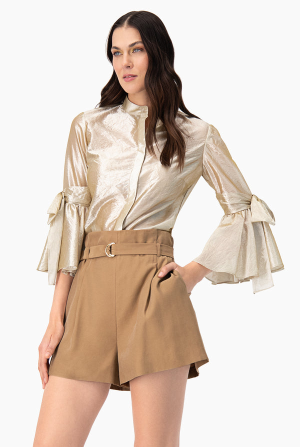 Blusa recta traslucida de manga larga