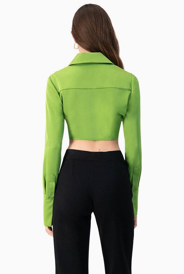 Blusa de manga larga con amarre frontal