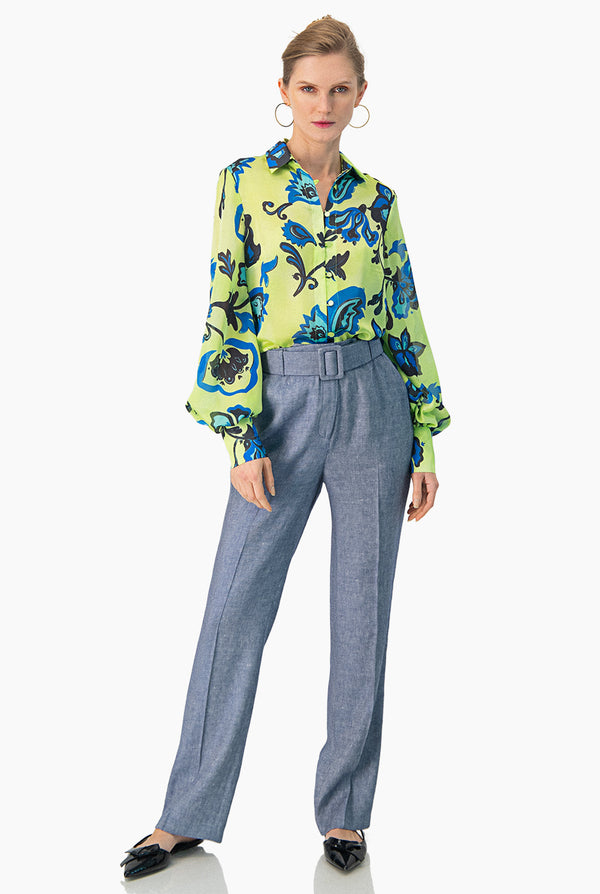 Blusa estampada recta y manga larga
