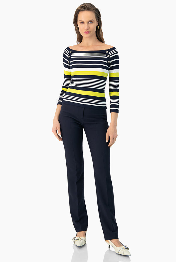Blusa de rayas y de hombro caido