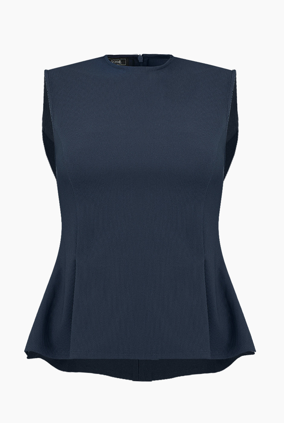 Blusa peplum sin mangas azul marino de Ivonne, estilo elegante y moderno