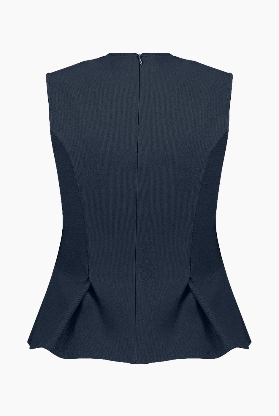 Blusa peplum sin mangas azul marino de Ivonne, estilo elegante y moderno