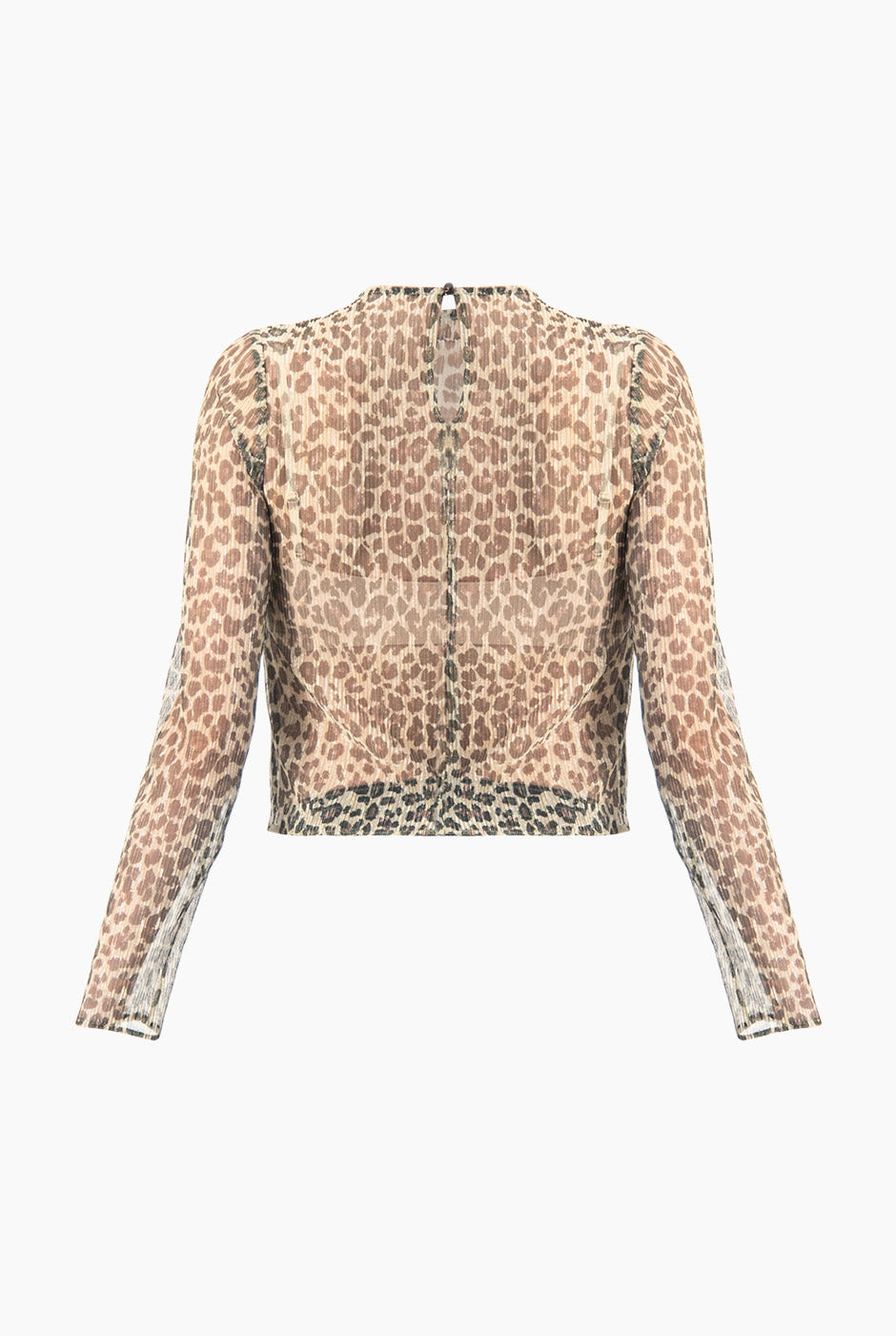 Blusa recta animal print multicolor con mangas largas y escote redondo