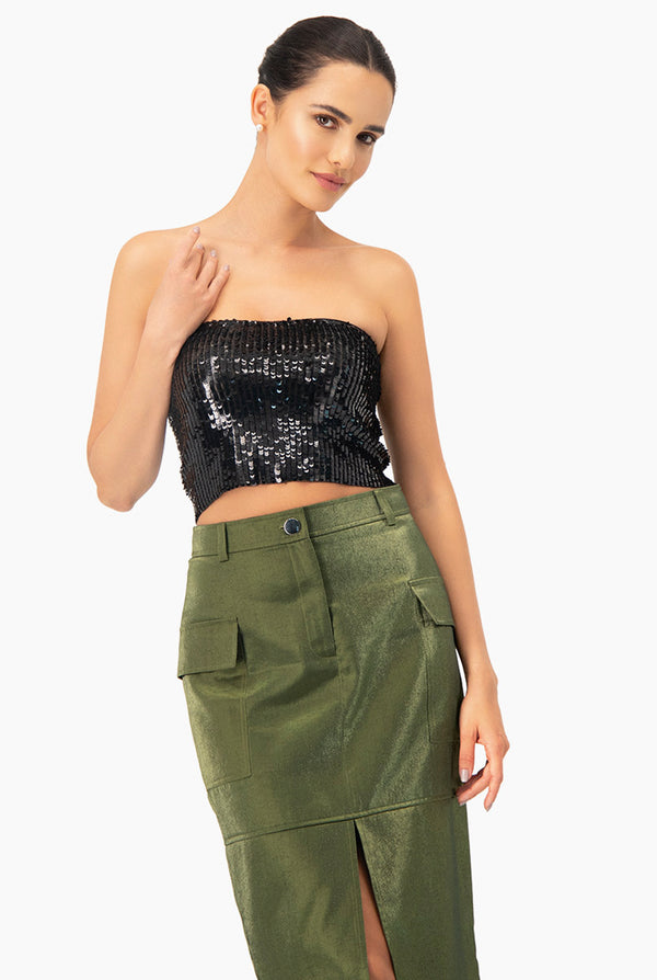 Top Tubo Lentejuelas Negro