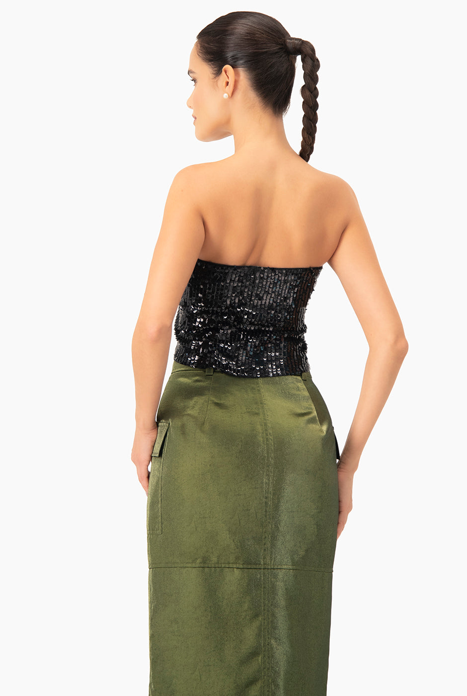 Top tubo de lentejuelas negro sin mangas