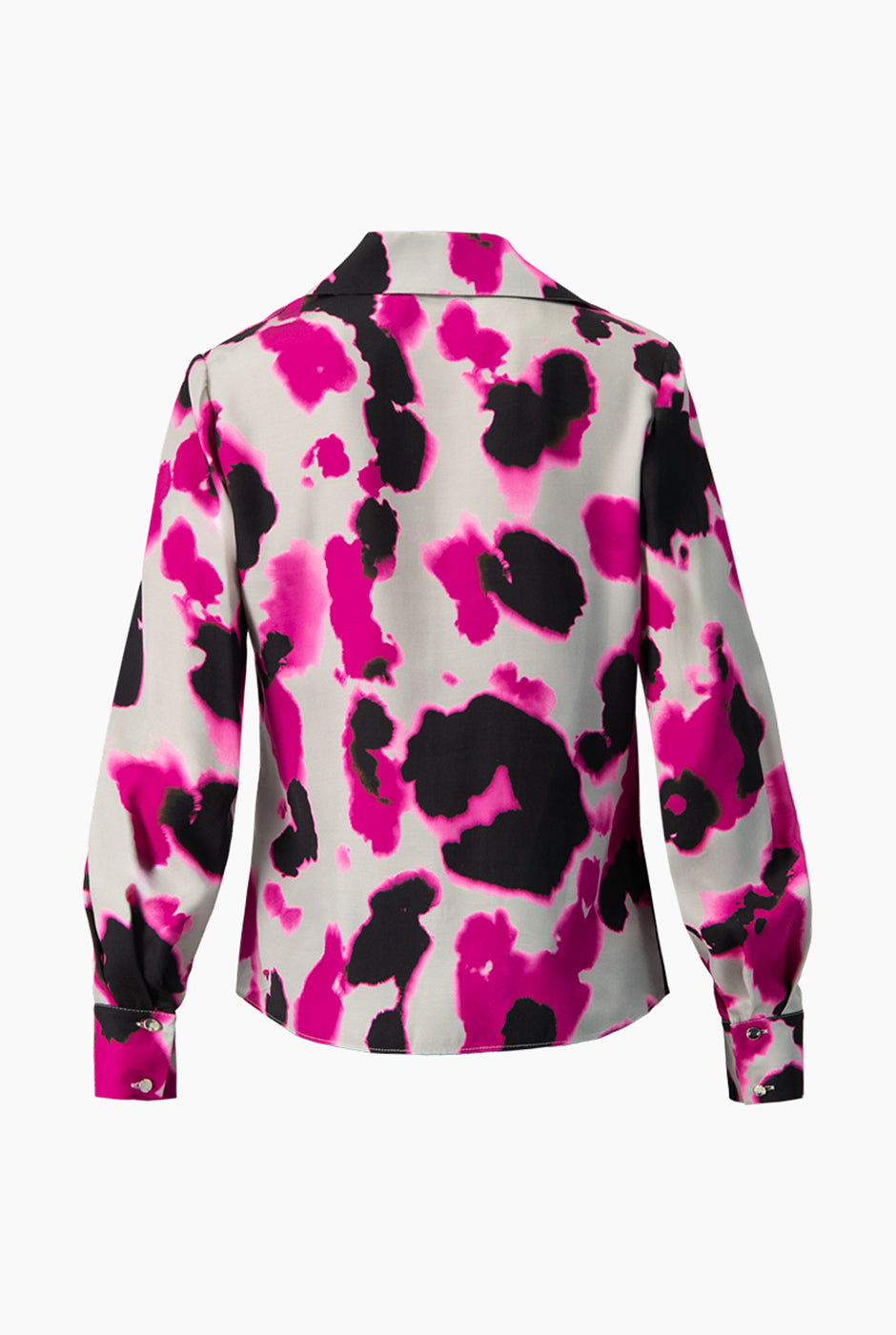 Blusa estampada multicolor con escote en V y mangas largas