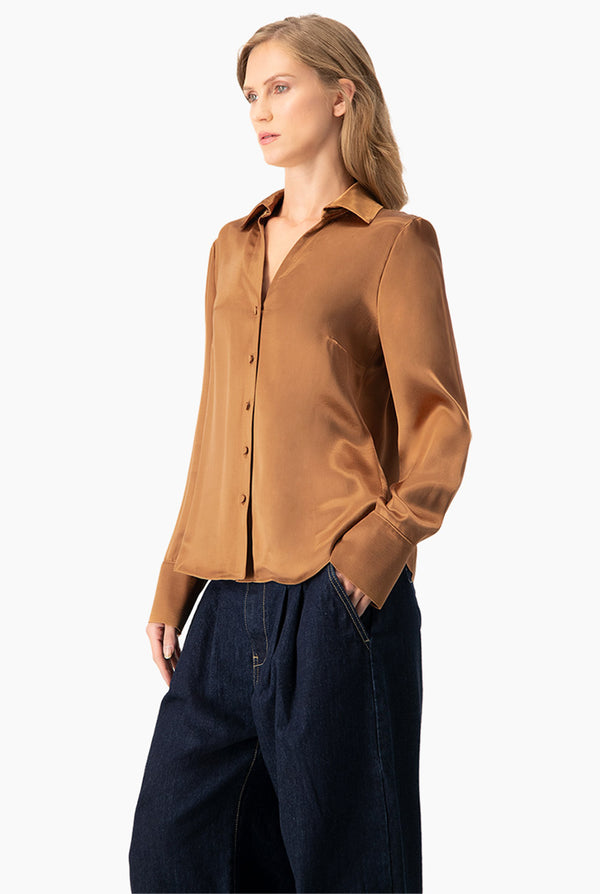 Blusa satinada manga larga